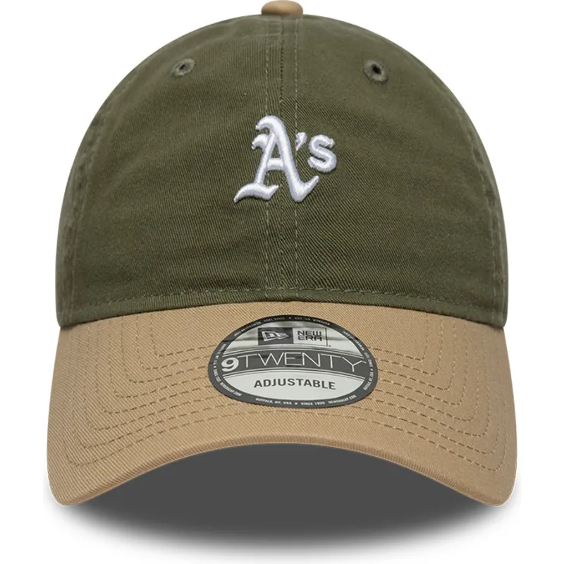 gron-och-brun-justerbar-kurvad-keps-9twenty-mini-washed-contrast-fran-oakland-athletics-mlb-av-new-era