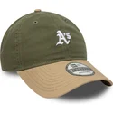 gron-och-brun-justerbar-kurvad-keps-9twenty-mini-washed-contrast-fran-oakland-athletics-mlb-av-new-era