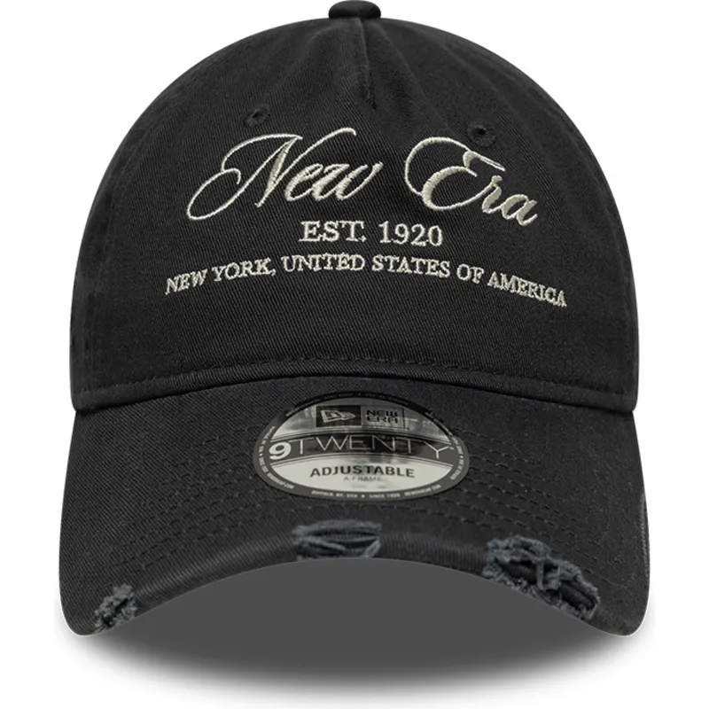 svart-bojd-justerbar-keps-9twenty-wash-distress-a-frame-fran-new-era