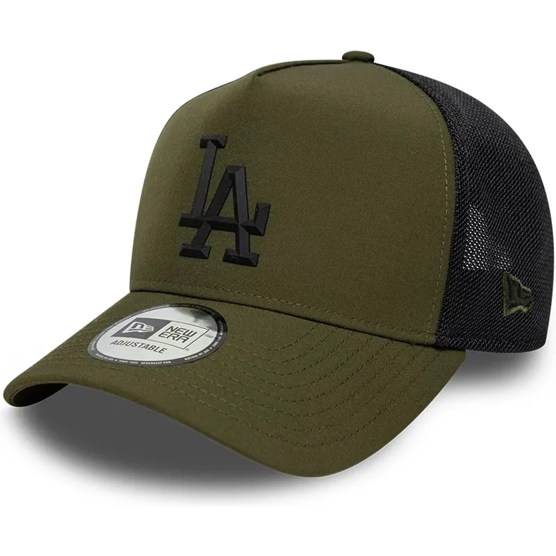 gron-trucker-keps-med-svart-logotyp-a-frame-sport-fran-los-angeles-dodgers-mlb-av-new-era