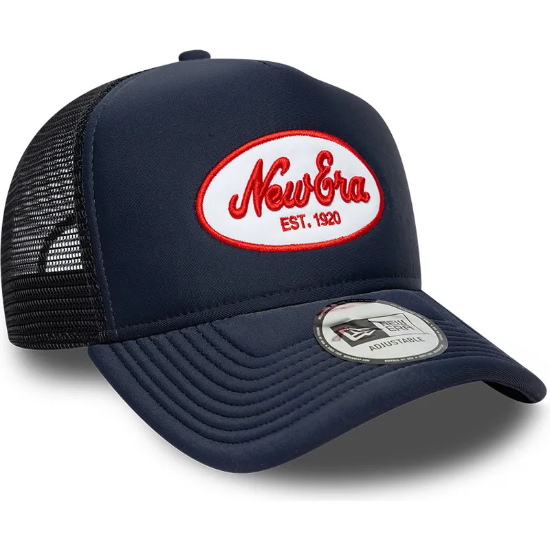 keps-trucker-marinbla-a-frame-oval-foam-patch-fran-new-era