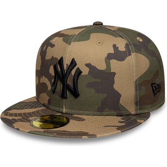 Platt keps kamouflage justerad med svart logotyp 59FIFTY Camo New York Yankees MLB från New Era