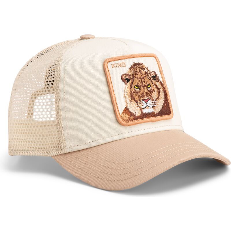 beige-trucker-keps-med-lejon-blur-king-the-farm-fran-goorin-bros