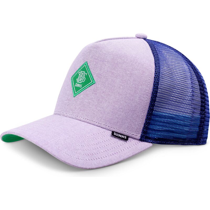 trucker-keps-lila-med-gron-logotyp-hft-oxfordcontra-fran-djinns