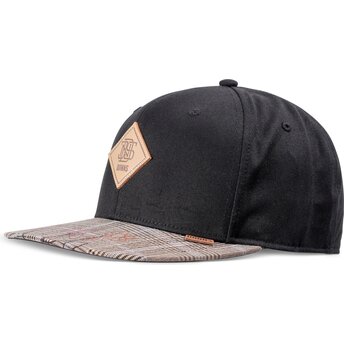 Svart och grå platt snapback-keps Crinklecheck Rev från Djinns