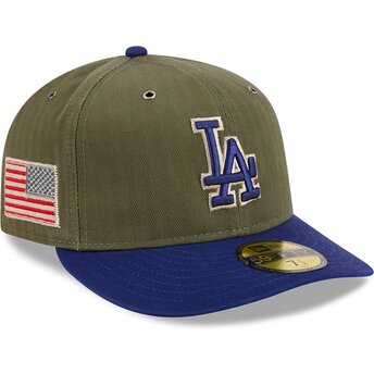 Grön böjd keps justerbar 59FIFTY Pre-Curved American Herringbone Los Angeles Dodgers MLB från New Era