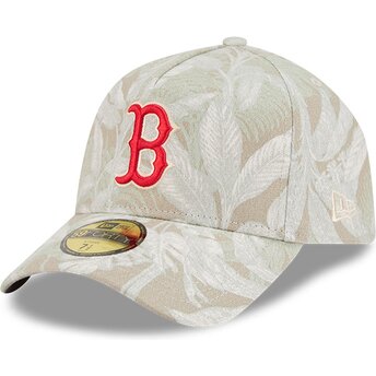 Böjd beige justerad keps 59FORTY A Frame Leafy Palm från Boston Red Sox MLB av New Era