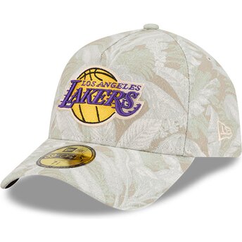 Böjd beige justerad keps 59FORTY A Frame Leafy Palm Los Angeles Lakers NBA från New Era