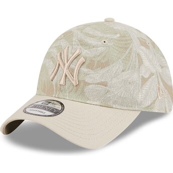 Böjd beige justerbar keps 9TWENTY Leafy Palm från New York Yankees MLB av New Era