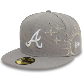 Grå platt keps justerad 59FIFTY Zodiac från Atlanta Braves MLB av New Era
