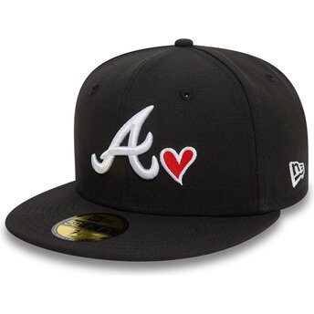 Svart platt keps justerad 59FIFTY Heart Icon från Atlanta Braves MLB av New Era