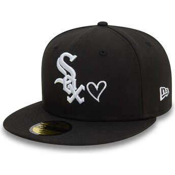 Svart platt keps justerad 59FIFTY Heart Icon från Chicago White Sox MLB av New Era