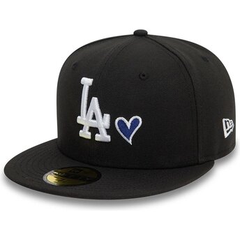Svart platt keps justerad 59FIFTY Heart Icon Los Angeles Dodgers MLB från New Era