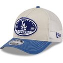 beige-och-bla-trucker-keps-9forty-m-crown-a-frame-fray-los-angeles-dodgers-mlb-fran-new-era