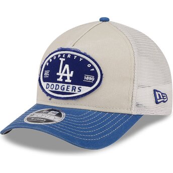 Beige och blå trucker-keps 9FORTY M-Crown A Frame Fray Los Angeles Dodgers MLB från New Era