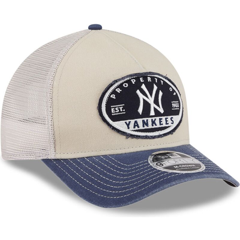beige-och-marinbla-trucker-keps-9forty-m-crown-a-frame-fray-fran-new-york-yankees-mlb-av-new-era