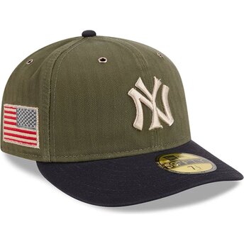 Grön böjd keps justerbar 59FIFTY Pre-Curved American Herringbone från New York Yankees MLB av New Era