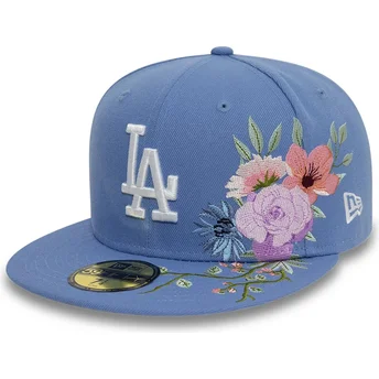 Blå platt keps justerad 59FIFTY Floral Los Angeles Dodgers MLB från New Era