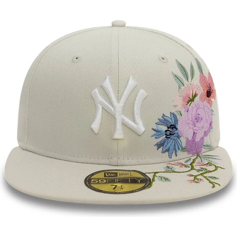 beige-platt-keps-justerad-59fifty-floral-fran-new-york-yankees-mlb-av-new-era