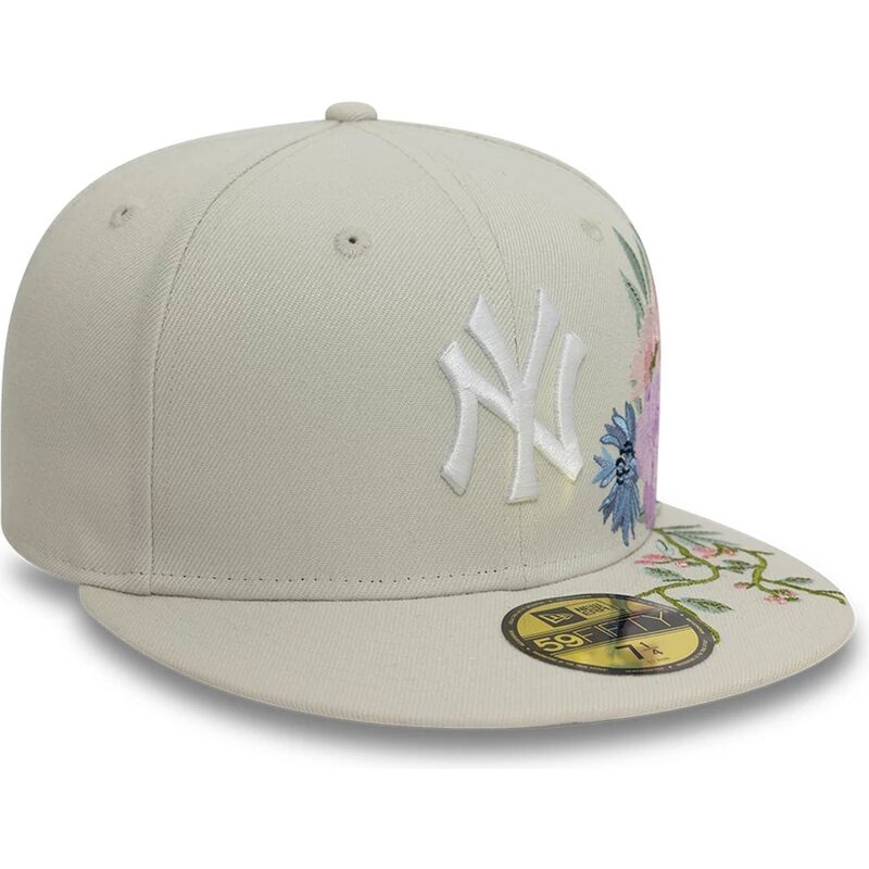 beige-platt-keps-justerad-59fifty-floral-fran-new-york-yankees-mlb-av-new-era