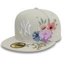 beige-platt-keps-justerad-59fifty-floral-fran-new-york-yankees-mlb-av-new-era