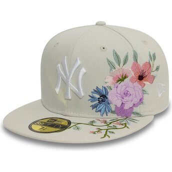 Beige platt keps justerad 59FIFTY Floral från New York...