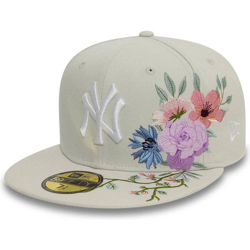 beige-platt-keps-justerad-59fifty-floral-fran-new-york-yankees-mlb-av-new-era