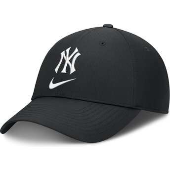 Svart böjd justerbar keps Primetime Club Structured UV Poly Ripstop från New York Yankees MLB av Nike