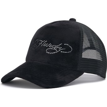 Kepsar böjd svart snapback Core Silver Diamante Velour av Ed Hardy