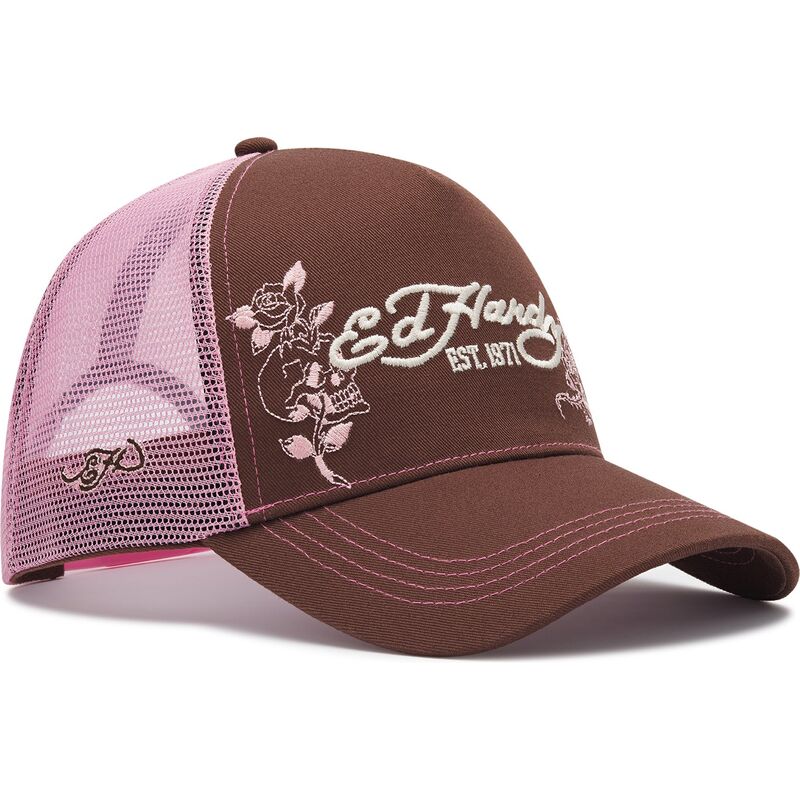 kepsar-bojd-brun-snapback-rosa-skull-and-roses-av-ed-hardy