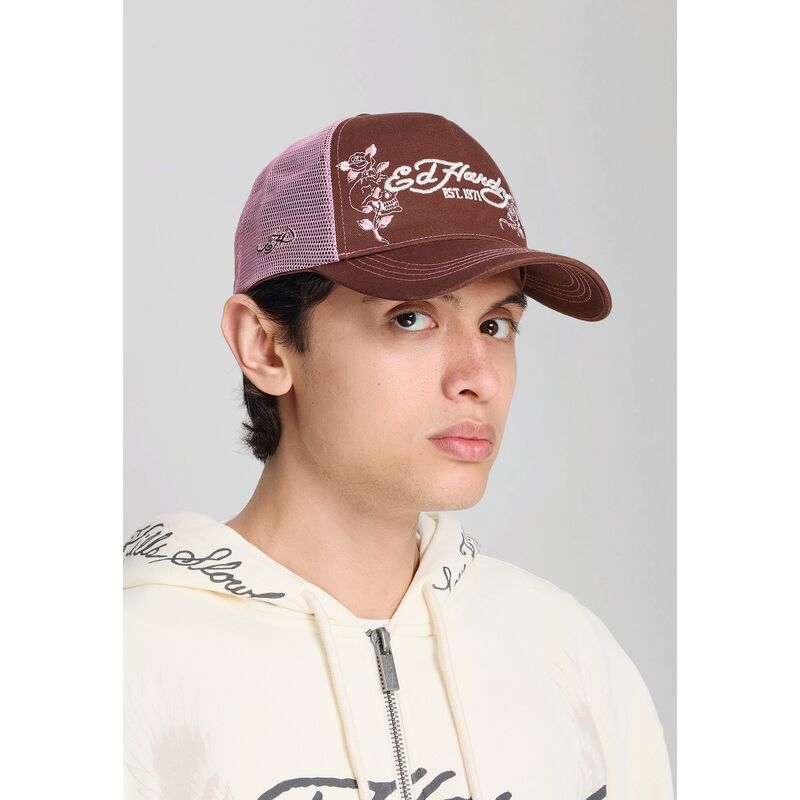 kepsar-bojd-brun-snapback-rosa-skull-and-roses-av-ed-hardy