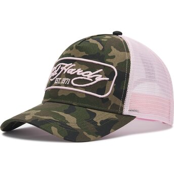 Kepsar böjd kamouflage snapback rosa 1971 av Ed Hardy