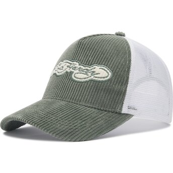 Kepsar böjd grön snapback Embroidery Applique Cord av Ed Hardy