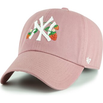 Kepsar böjd rosa justerbart band för barn Clean Up Icon Alt Strawberry från New York Yankees MLB av 47 Brand