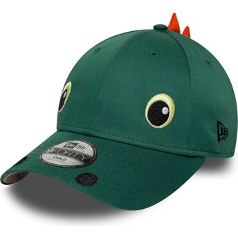 Kepsar böjd grön snapback för barn 9FORTY Dino Face av New Era