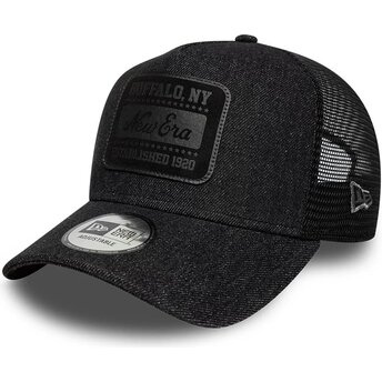 Kepsar böjd svart snapback A Frame Patch Denim av New Era