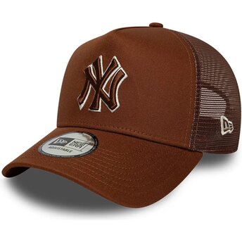 Kepsar böjd brun snapback E Frame Outline från New York Yankees MLB av New Era