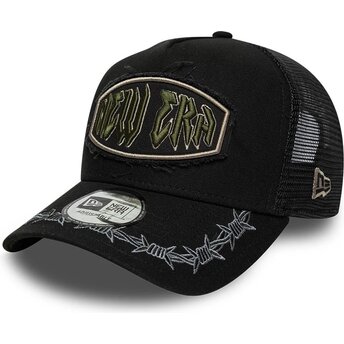 Kepsar böjd svart snapback E Frame Distressed Patch av New Era