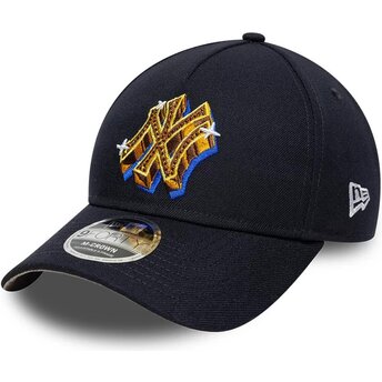 Kepsar böjd marinblå snapback 9FORTY M-Crown A Frame Emblem från New York Yankees MLB av New Era
