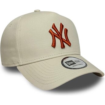 Kepsar böjd beige snapback E Frame League Essential från New York Yankees MLB av New Era