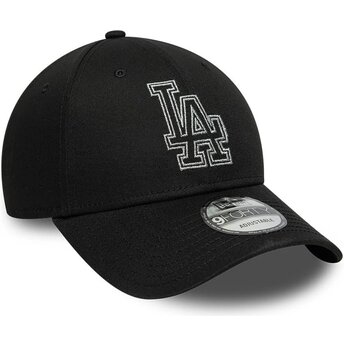 Kepsar böjd svart justerbart band 9FORTY Metallic Outline från Los Angeles Dodgers MLB av New Era