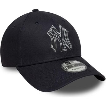 Kepsar böjd marinblå justerbart band 9FORTY Metallic Outline från New York Yankees MLB av New Era