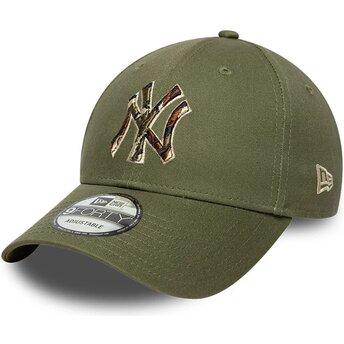 Kepsar böjd grön justerbart band 9FORTY Outline Camo från New York Yankees MLB av New Era