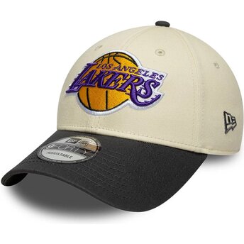Kepsar böjd beige justerbart band 9FORTY Colour Block från Los Angeles Lakers NBA av New Era
