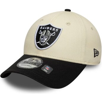 Kepsar böjd beige justerbart band 9FORTY Colour Block från Las Vegas Raiders NFL av New Era