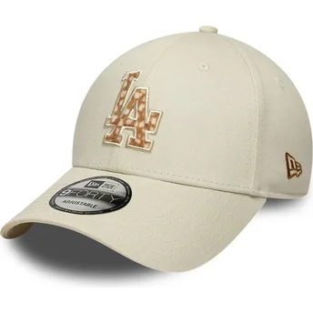 Kepsar böjd beige justerbart band 9FORTY Faux Pony Infill från Los Angeles Dodgers MLB av New Era