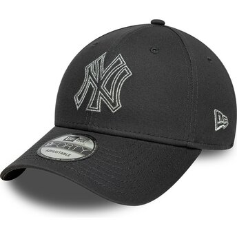 Kepsar böjd grå justerbart band 9FORTY Metallic Outline från New York Yankees MLB av New Era
