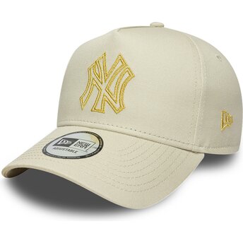 Kepsar böjd beige snapback dorado E Frame Metallic Outline från New York Yankees MLB av New Era