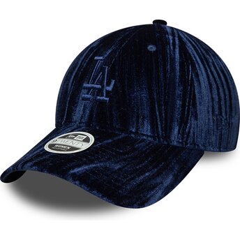 Kepsar böjd marinblå justerbart band 9TWENTY Velour från Los Angeles Dodgers MLB av New Era