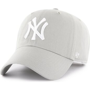 Kepsar böjd grå justerbart band Clean Up No Loop Label från New York Yankees MLB av 47 Brand